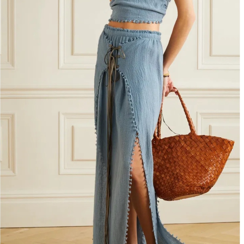 Black Caravana Cotton Skirt Leather Ties